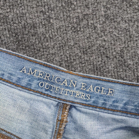 American Eagle Women's Vintage Hi-Rise Cropped Jeans Blue 10 Frayed Button Fly - Picture 12 of 15